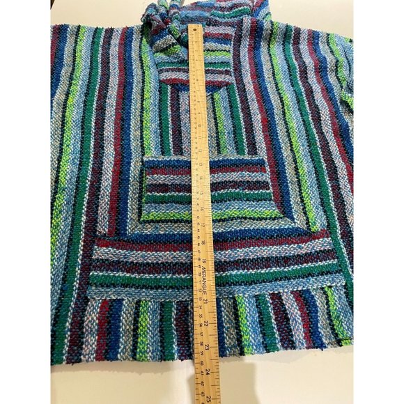 Baja Joe Mexican Hoodie Hippie Surf poncho Sweater Pullover Aqua /size S/M women - Picture 7 of 8
